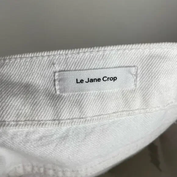 Frame Le Jane Crop Distressed Straight-Leg Jean 27 White Rumpled Blanc Destruct - Picture 10 of 15